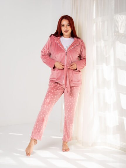 روب/طقم البيجامة الشتوي بغطاء رأس