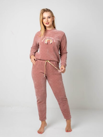 طقم بطبعة قوس قزح وسروال برباط